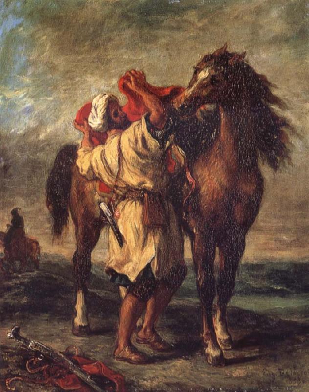 Eugene Delacroix Arab Sadding His Horse oil painting picture